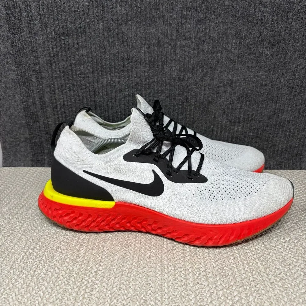 Nike Epic React Flyknit White Bright Crimson Red Running Mens 14 AQ0067-103
